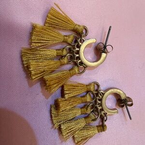 Gold Tassel Hoop Earrings